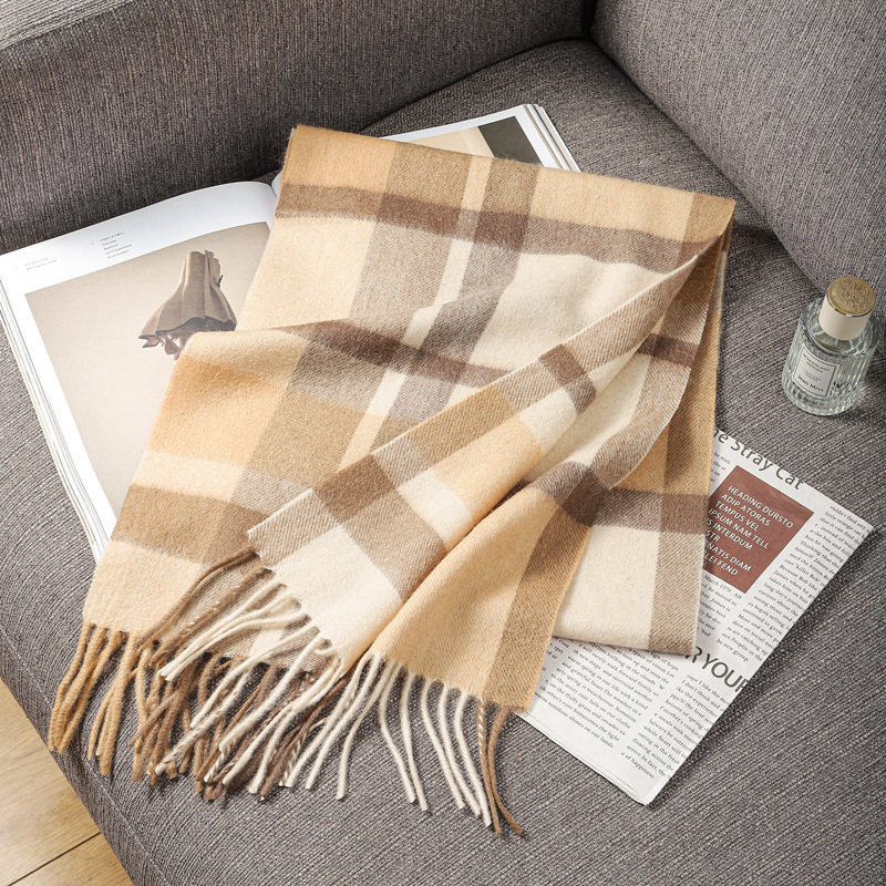 Autumn and winter scarf Australian 100% lambswool scarf British style sub scarf unisex tassel warm scarf