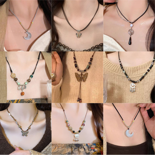 New Chinese Zen Ethnic Style Butterfly Necklace Women's Versatile High-Quality Retro Clavicle Chain 2024 Hot Accessories