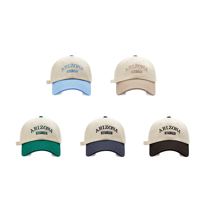 Korean ins hat men and women color matching soft top baseball cap street shooting youth green face small white peaked cap letters