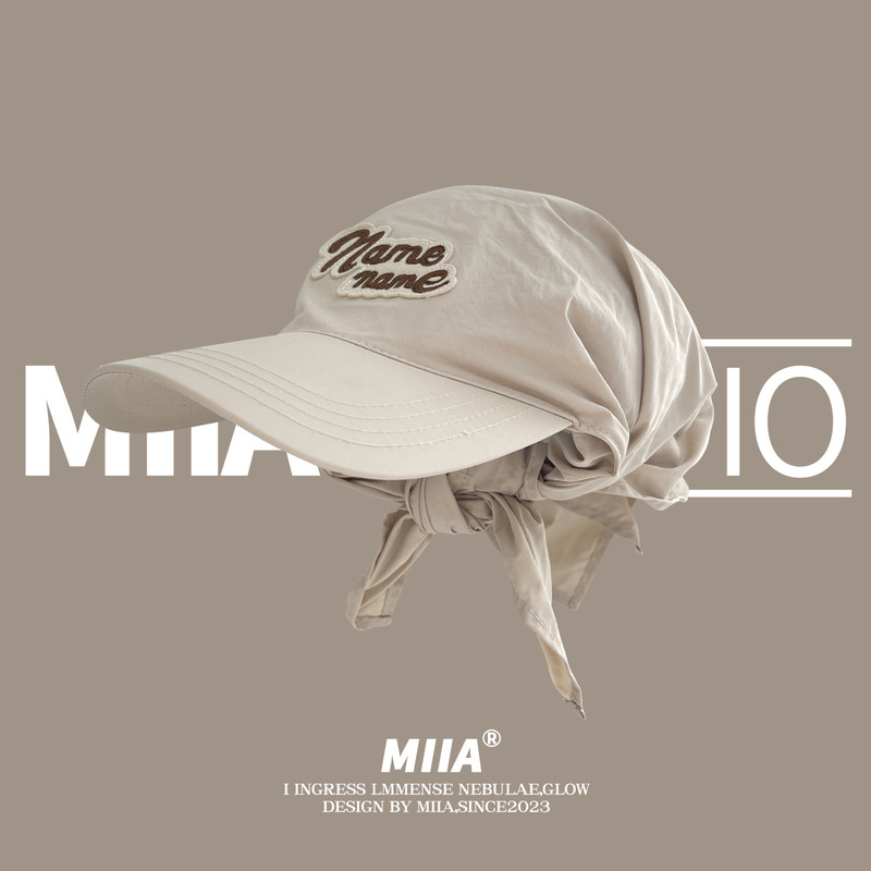 Korean style letter embroidered headscarf, peaked cap, baseball cap for women, versatile, quick-drying, breathable, sunshade, sun protection, face-showing, trendy brand