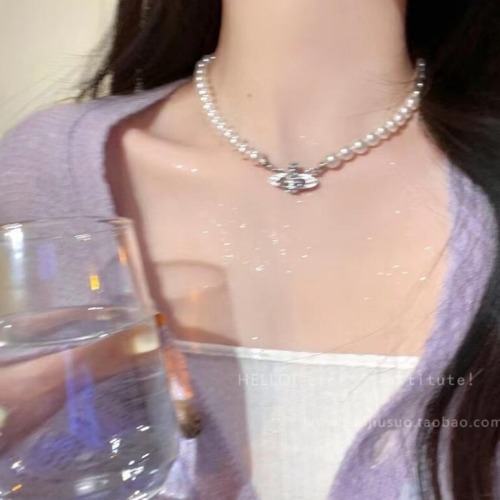 Queen Mother of the West Saturn Pearl Necklace Light Luxury Ins Internet Celebrity Niche Design Clavicle Chain Feminine Choker Necklace