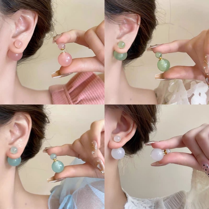 Sakura Lemon Bubble~Jelly Color Pearl Bubble Earrings Women’s New Popular Earrings Suitable for Summer Earrings