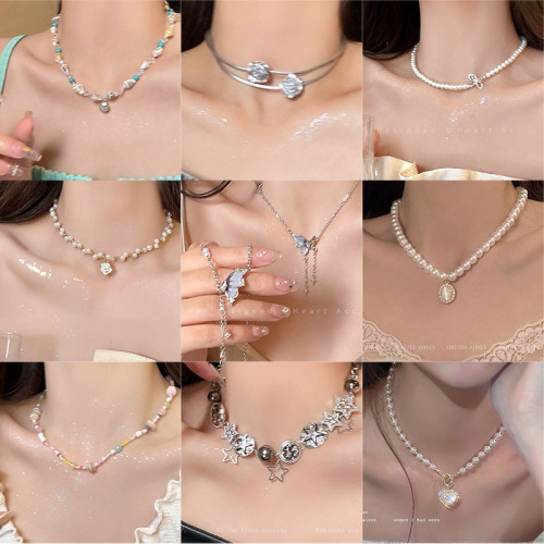 High-end explosive butterfly pearl necklace for women, ins style, versatile niche new product, clavicle chain, light luxury and exquisite accessories