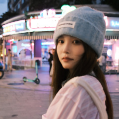 Knitted woolen hat, versatile autumn and winter big head circumference, face-showing small cold hat