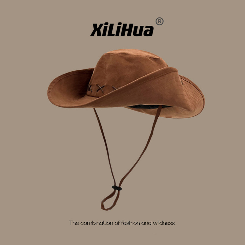 Summer camping fashion western cowboy big brim sun protection hat seaside outdoor jungle adventure mountaineering hat for women