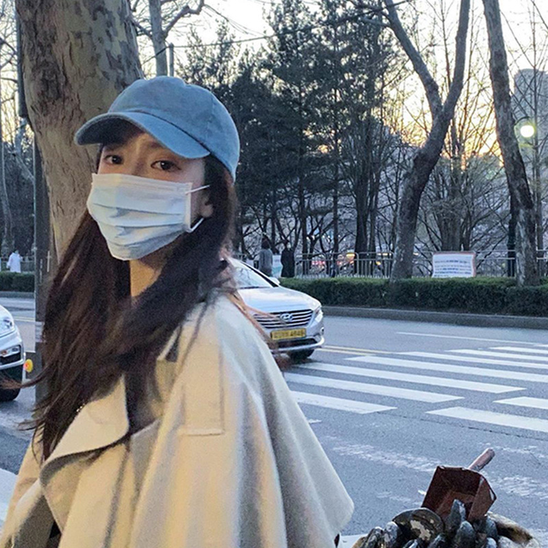 Face-showing white light blue denim old duck cap for women Korean ins face-showing small versatile sun hat baseball cap