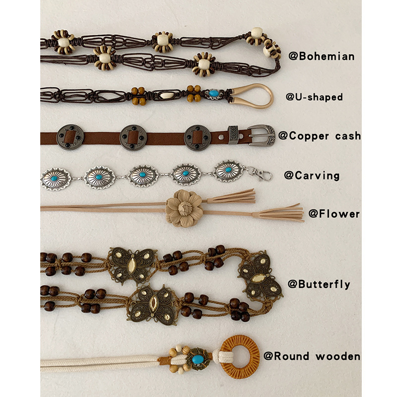Bohemian retro braided ethnic style waist rope accessories belt women's decoration with skirt high-end waist waist chain