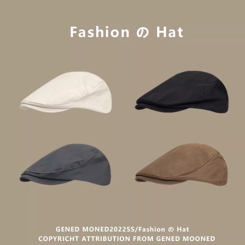 British style retro painter newsboy cap for men and women solid color versatile Japanese style simple forward hat vintage style peaked hat trend
