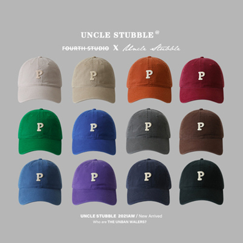 P-label letter versatile peaked cap for men and women, unisex baseball cap, high-quality Korean style stylish sports hat