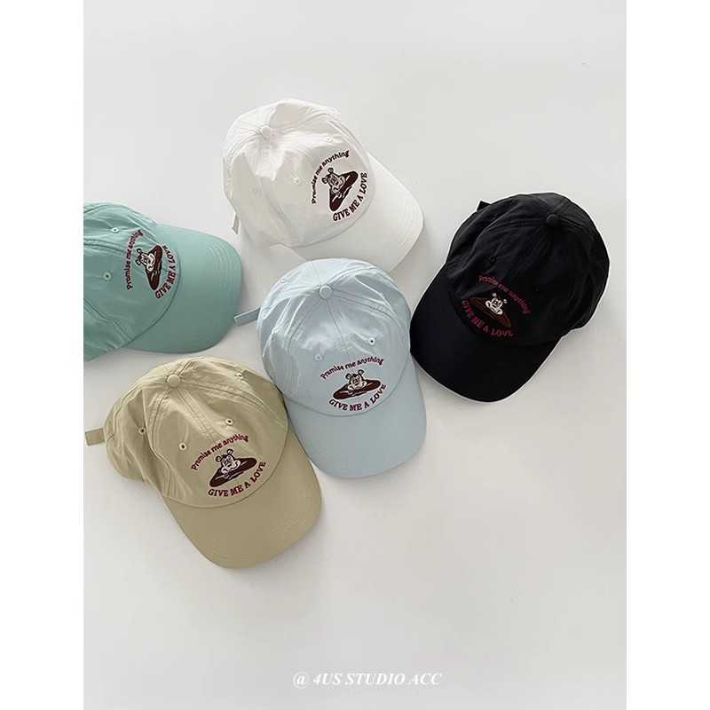 Korean version of cute and stylish bear duck cap for women, new style summer quick-drying soft top curved eaves sunshade baseball cap for women.