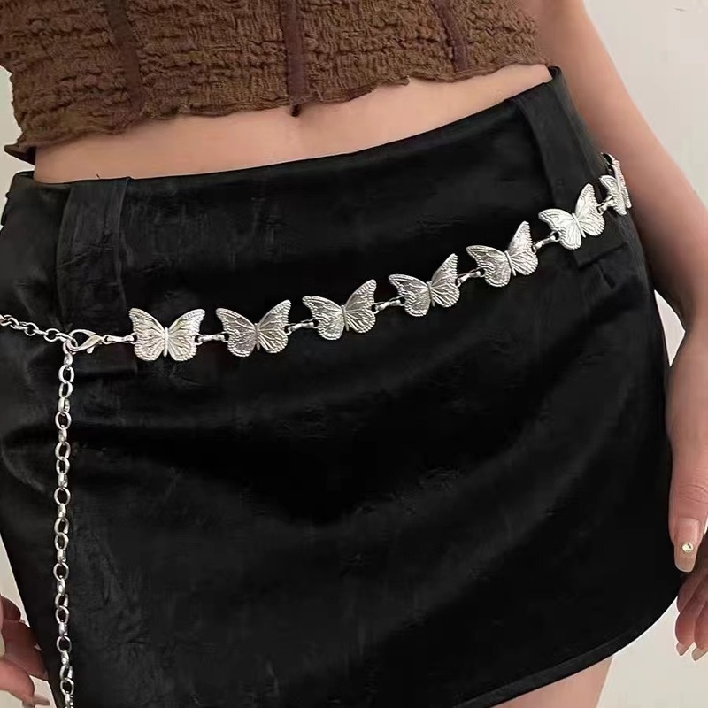 High-end butterfly waist chain niche design belt chain Korean version jk uniform accessories ins style versatile clothing