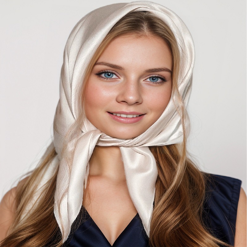 90cm large square scarf satin imitation silk scarf women's thin sun protection shawl casual headscarf