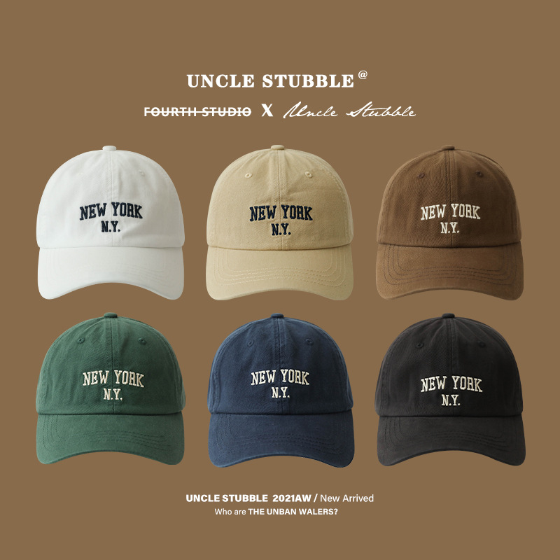 newyork American retro soft-top cap for men and women, versatile baseball cap for all seasons, Japanese trendy hat
