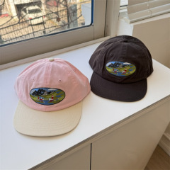 Couple niche embroidery flat brim baseball hat for women versatile wide brim hip hop spring and summer sun visor peaked cap for men casual