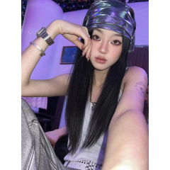 Liquid silver retro European and American hot girl silk scarf turban y2k square scarf wrapped chest versatile hip-hop trendy men and women