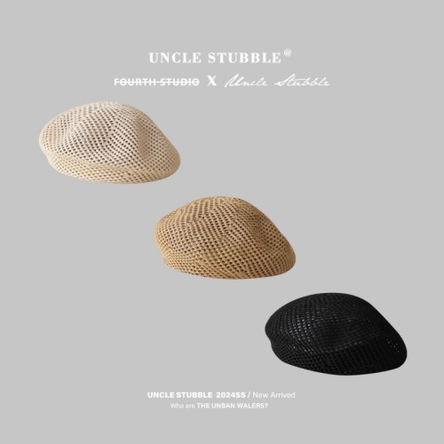 Japanese literary beret spring and summer breathable hollow woven painter's hat new temperament versatile beret hat shows small face