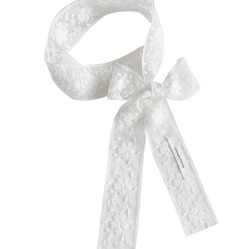 Italian lace 24ss temperament slender silk scarf spring and summer versatile decorative thin scarf belt ins