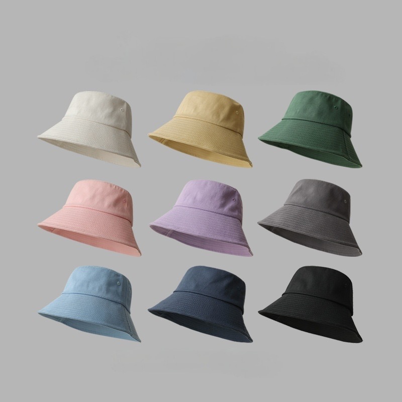 Japanese solid color big head fisherman hat summer light version sun protection hat big brim basin hat showing face small sunshade hat wholesale