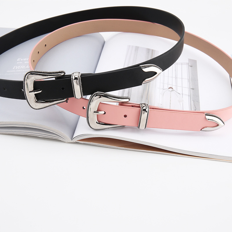 New European and American style retro style thin belt for women, decorative simple and versatile trouser belt, retro fashion trendy carved belt