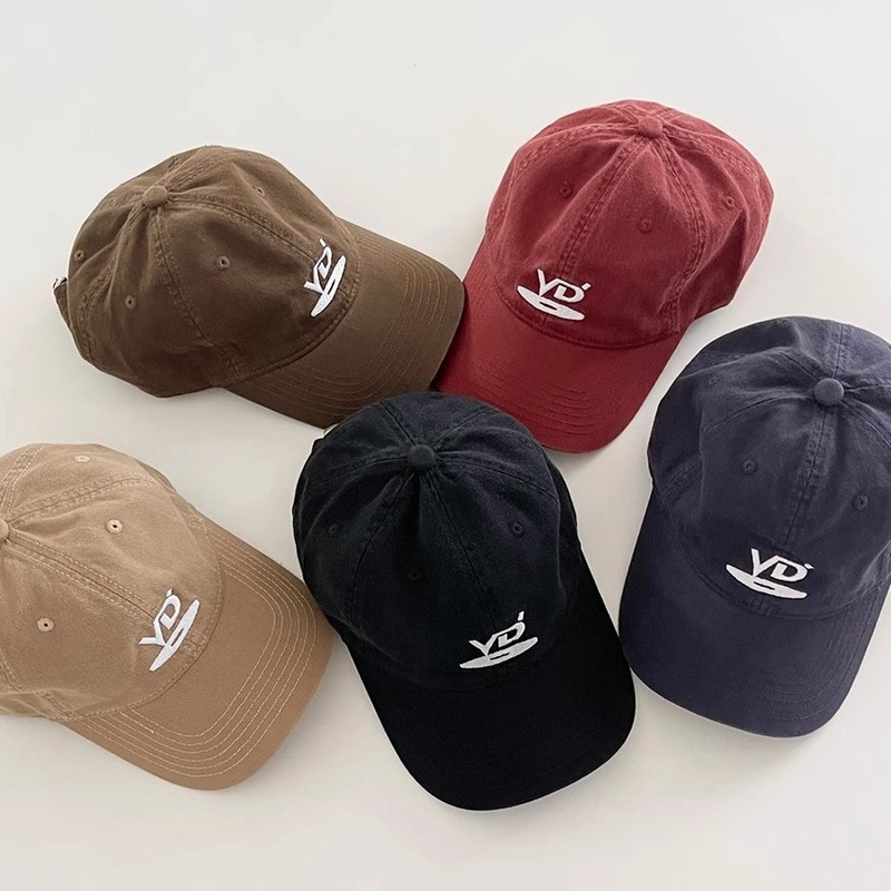 Niche street trendy brand retro soft-top embroidered letter baseball cap for women, face-showing, versatile, casual duck cap for men