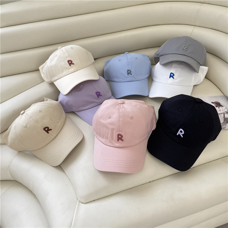 Girls can wear ponytail baseball caps for outdoor sports, R-label empty top hats, summer thin breathable soft-top peaked hats, trendy