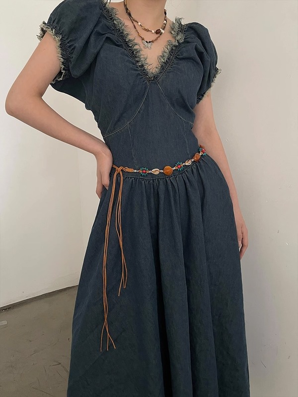 Literary retro millennium ethnic style waist rope decorative skirt niche simple woven beads design wax rope belt