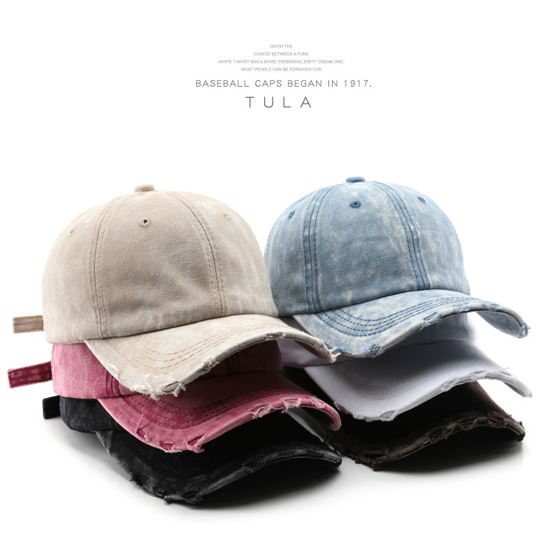 Japanese women's autumn and winter retro tie-dye washed solid color light plate baseball cap outdoor men's travel sun protection and warm duck
