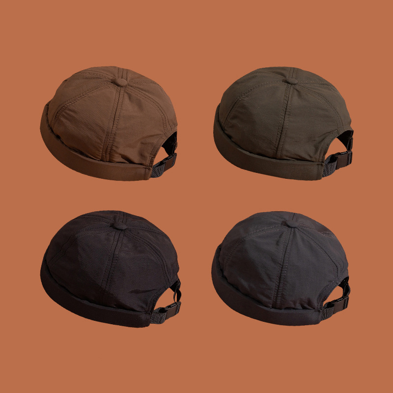 Summer thin quick-drying landlord hat for men solid color retro street breathable Japanese fashion personality melon skin hat for men with short hair