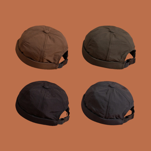 Summer thin quick-drying landlord hat for men solid color retro street breathable Japanese fashion personality melon skin hat for men with short hair