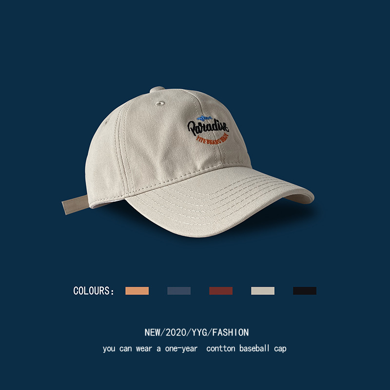 American retro khaki motorcycle casual fishing cap for women ins versatile letter sunshade baseball cap for men trendy