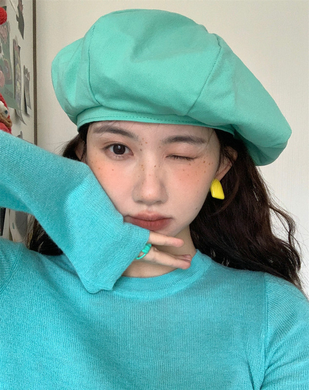 New Korean style trendy style for all seasons with big head circumference showing face small cloud hat ins internet celebrity niche beret hat wholesale