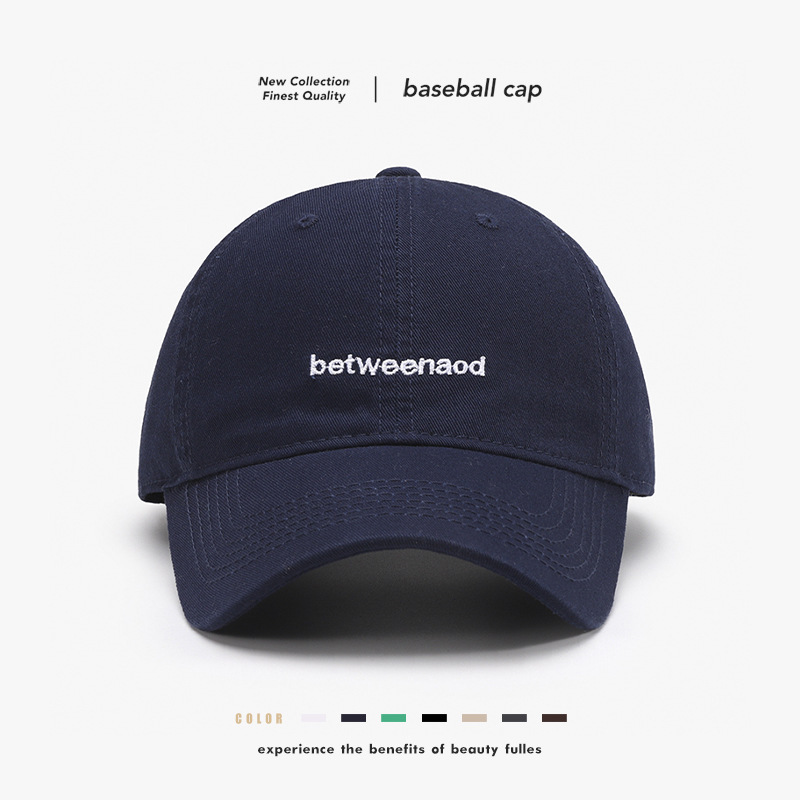 Navy blue spring soft top men's and women's large head circumference letter embroidered duck cap washed outdoor fashion simple baseball cap
