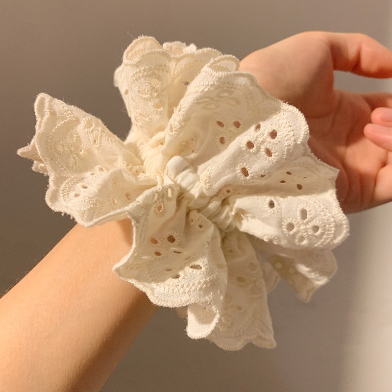 Zhao Lusi's same style lace large intestine hair ring super fairy hollow lace fat intestine hair ring retro rubber band headband hair accessories for women