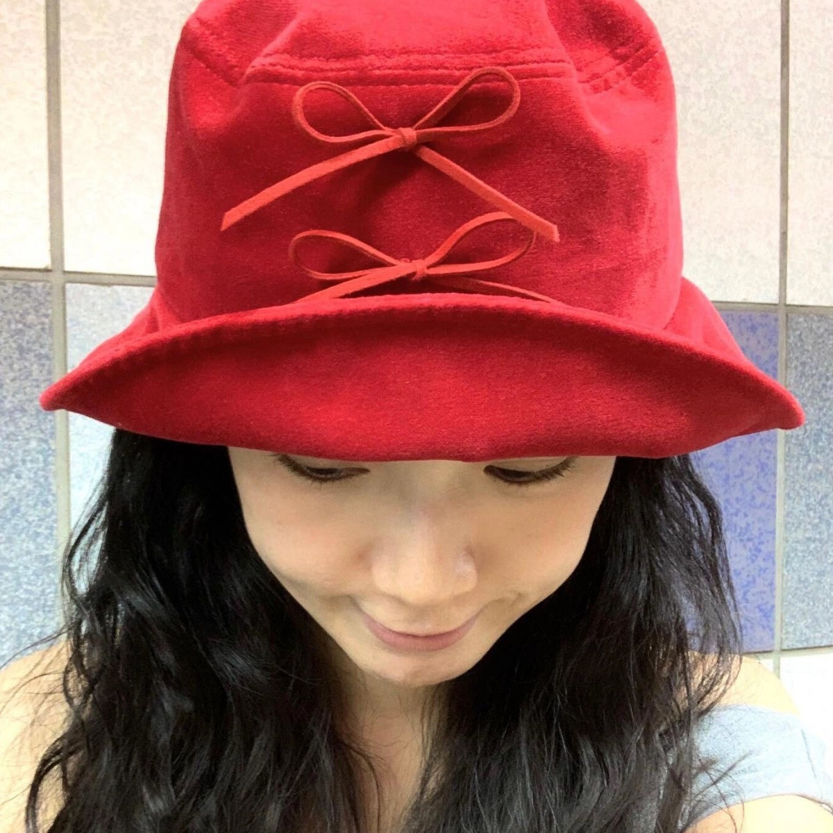 Korean niche designer retro velvet bow fisherman hat women's thin spring and summer sun protection sunshade hat