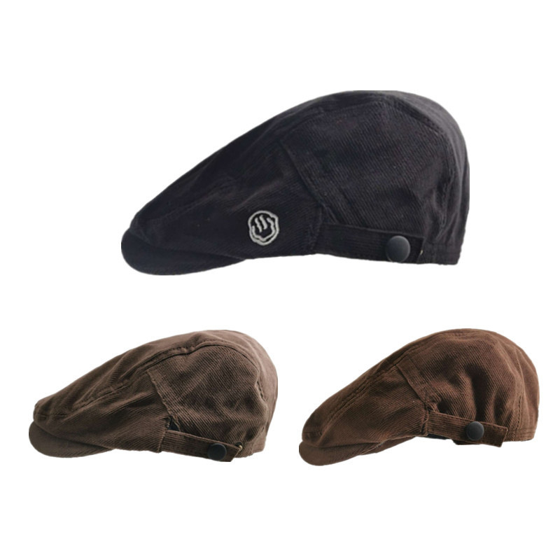 Wear backward sun protection letter beret summer wholesale retro hat Korean version corduroy men's painter hat women