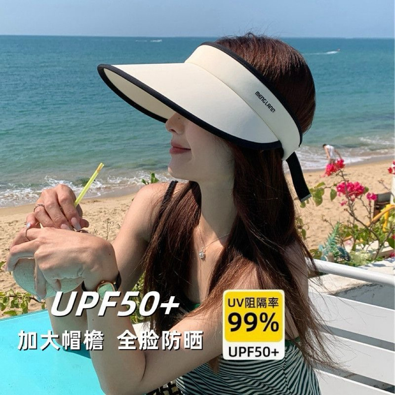 Ice Silk Foldable Sun Protection Sun Hat Women's Summer Anti-UV Sun Hat Beach Empty Top Hat New UPF50+