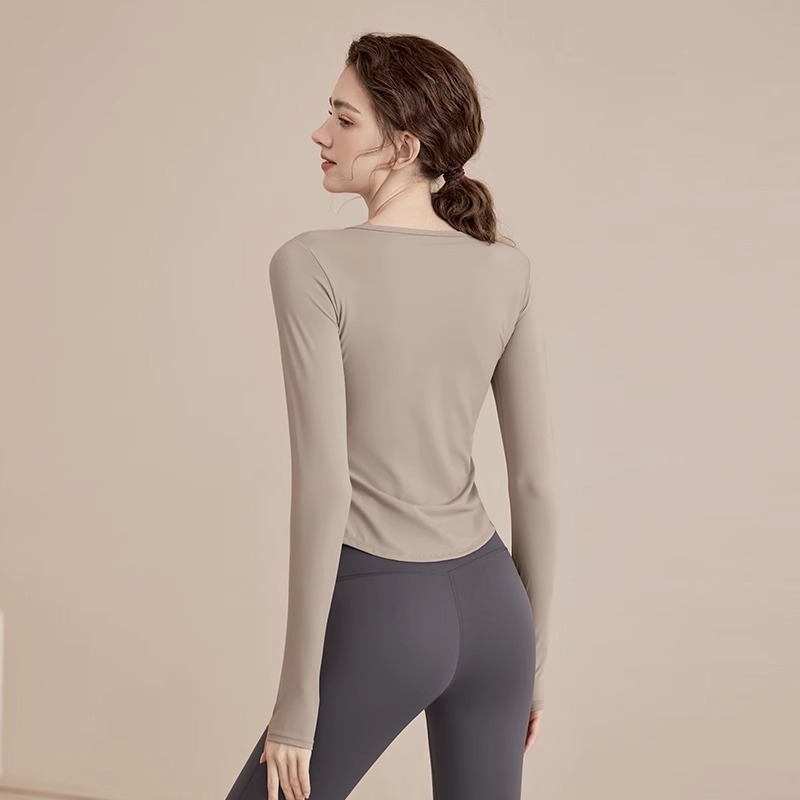 Yoga tops for women spring and autumn new long-sleeved running training clothes professional sports fitness clothes long-sleeved tights suit