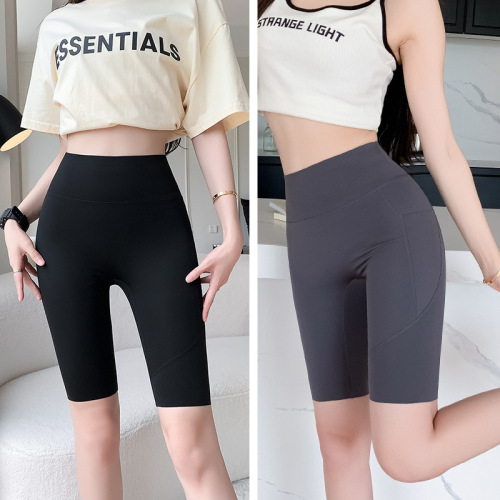 Five point shark pants women's summer outerwear high-waisted thin Barbie yoga pants cycling pants tummy control butt lift leggings shorts