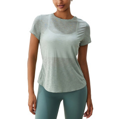 Summer yoga blouse with hollow beautiful back, fitness sports short-sleeved casual breathable yoga clothes, design sense for women