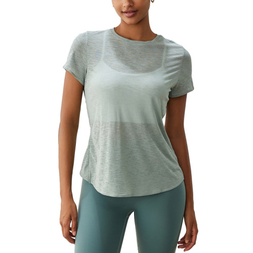 Summer yoga blouse with hollow beautiful back, fitness sports short-sleeved casual breathable yoga clothes, design sense for women