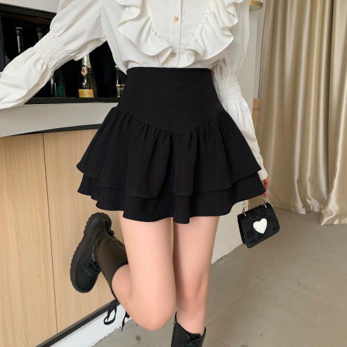 [Elastic back waist] [Tmall quality] High-waisted French fluffy skirt for women summer new slimming short skirt for fat mm