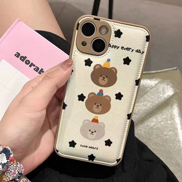 Cute star bear Apple 15 mobile phone case new iPhone14Plus soft case 13pro niche 12 all-inclusive
