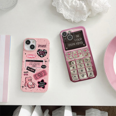 High-end pink retro love suitable for Apple 14/13promax mobile phone case simple phone12 film hard case