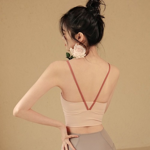 Beautiful back, comfortable nude sports bra, shockproof push-up running fitness bra for women, sexy yoga vest for outer wear