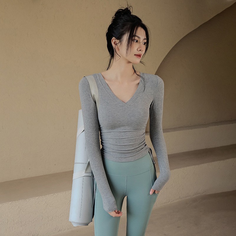 Yoga clothing for women in spring and summer, tight-fitting slimming sports tops, high-end running long-sleeved T-shirts, Pilates training fitness clothing