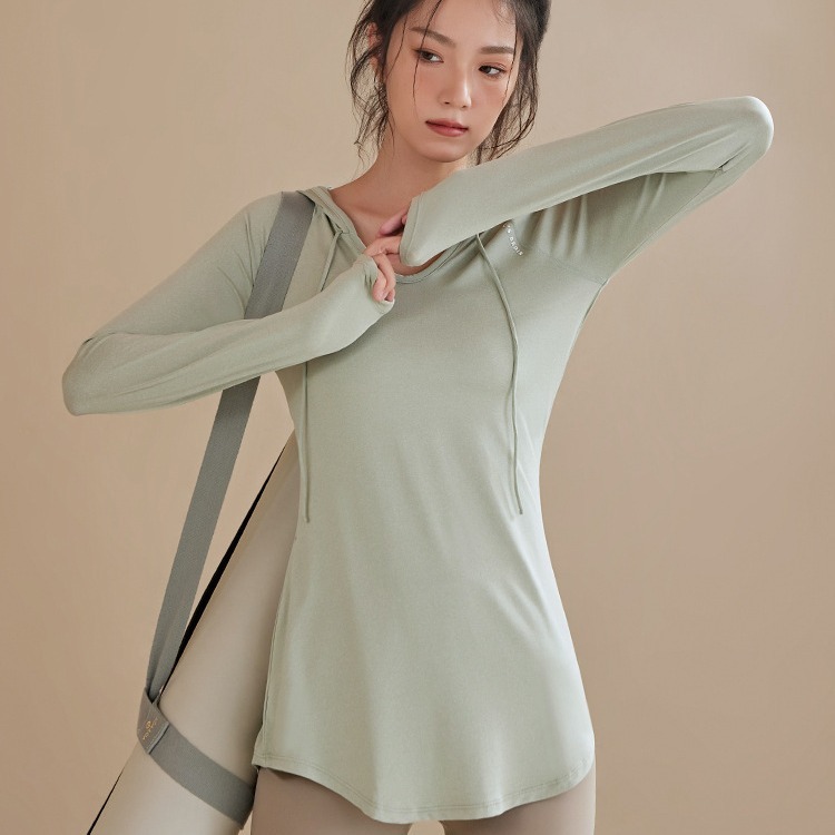 High-end yoga long-sleeved tops for women 2024 spring hooded running quick-drying sports loose blouses slimming fitness clothes