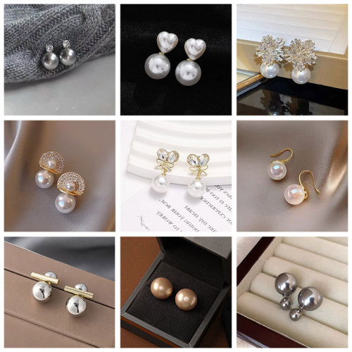 Silver needle super flash diamond pearl earrings high-end light luxury fashion earrings women's niche design sweet and elegant earrings