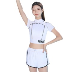 Women's swimsuit split sports long-sleeved two-piece polyester conservative slim slim student hot spring swimsuit