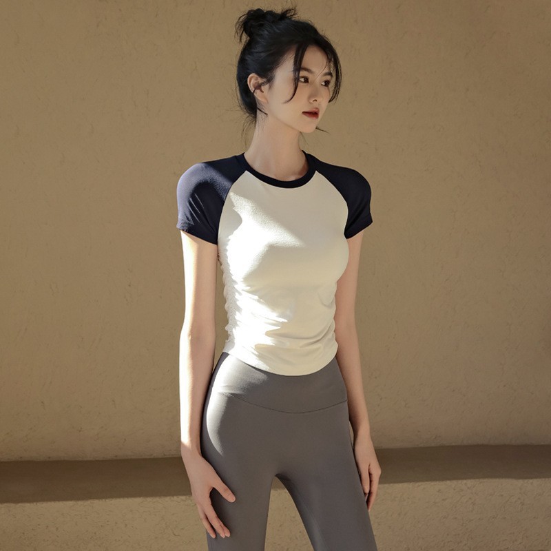 Yoga wear summer sports tops for women, high-end, slim, short-sleeved T-shirts, quick-drying breathable running fitness clothes