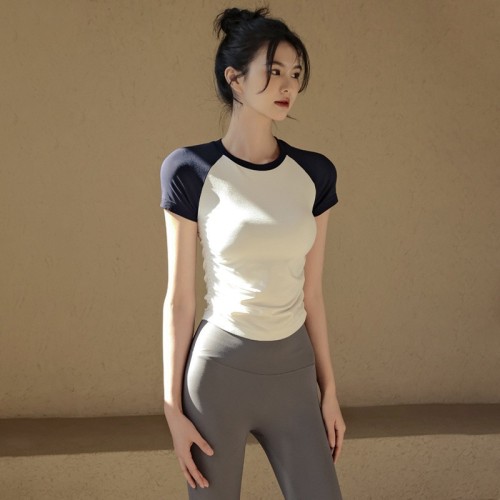 Yoga wear summer sports tops for women, high-end, slim, short-sleeved T-shirts, quick-drying breathable running fitness clothes